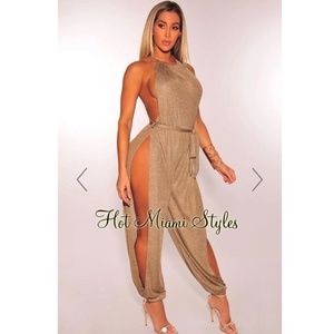 Gold Split Leg Jumpsuit